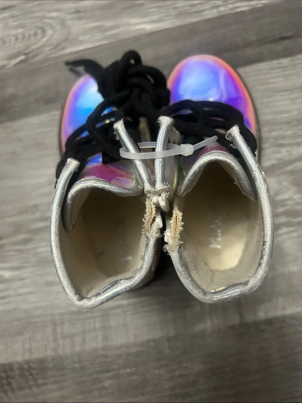 The Children's Place Iridescent Holographic Lace-Up Boots - Pink/Blue/Yellow